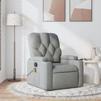 vidaXL Fabric Massage Recliner Chair for Living Room, Home Theater, 6-Point Vibration Massage, Adjustable Back & Footrest, Cup Holders, Light Gray