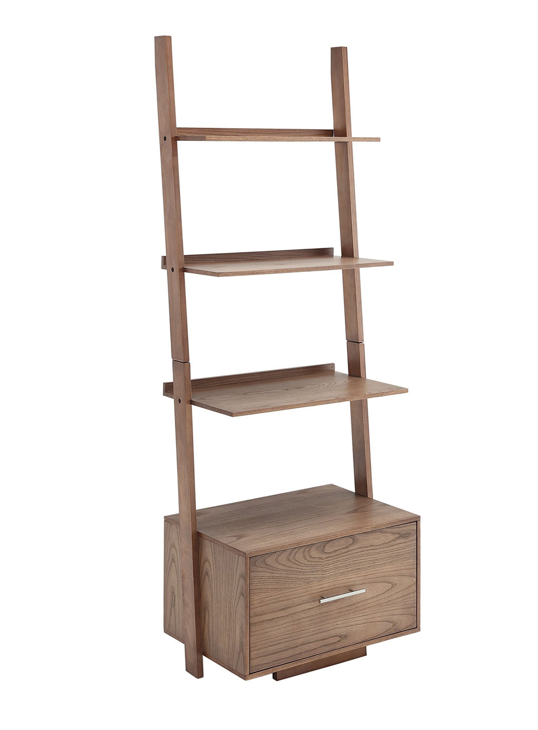 Convenience Concepts American Heritage Ladder Bookcase with File Drawer, Driftwood