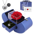 Preserved Red Real Rose Box with I Love You in 100 Languages Necklace,Gifts for Girlfriend/Women/Mom/Wife/Best Friend on Valenti