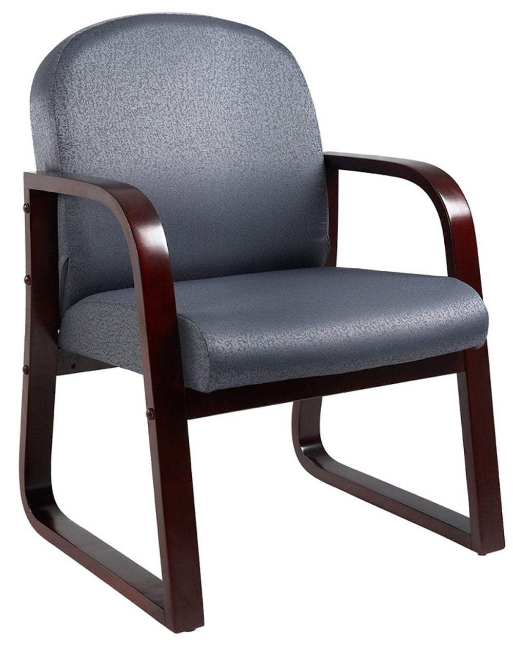 Boss Office Products Mahogany Frame Fabric Side Chair In Grey