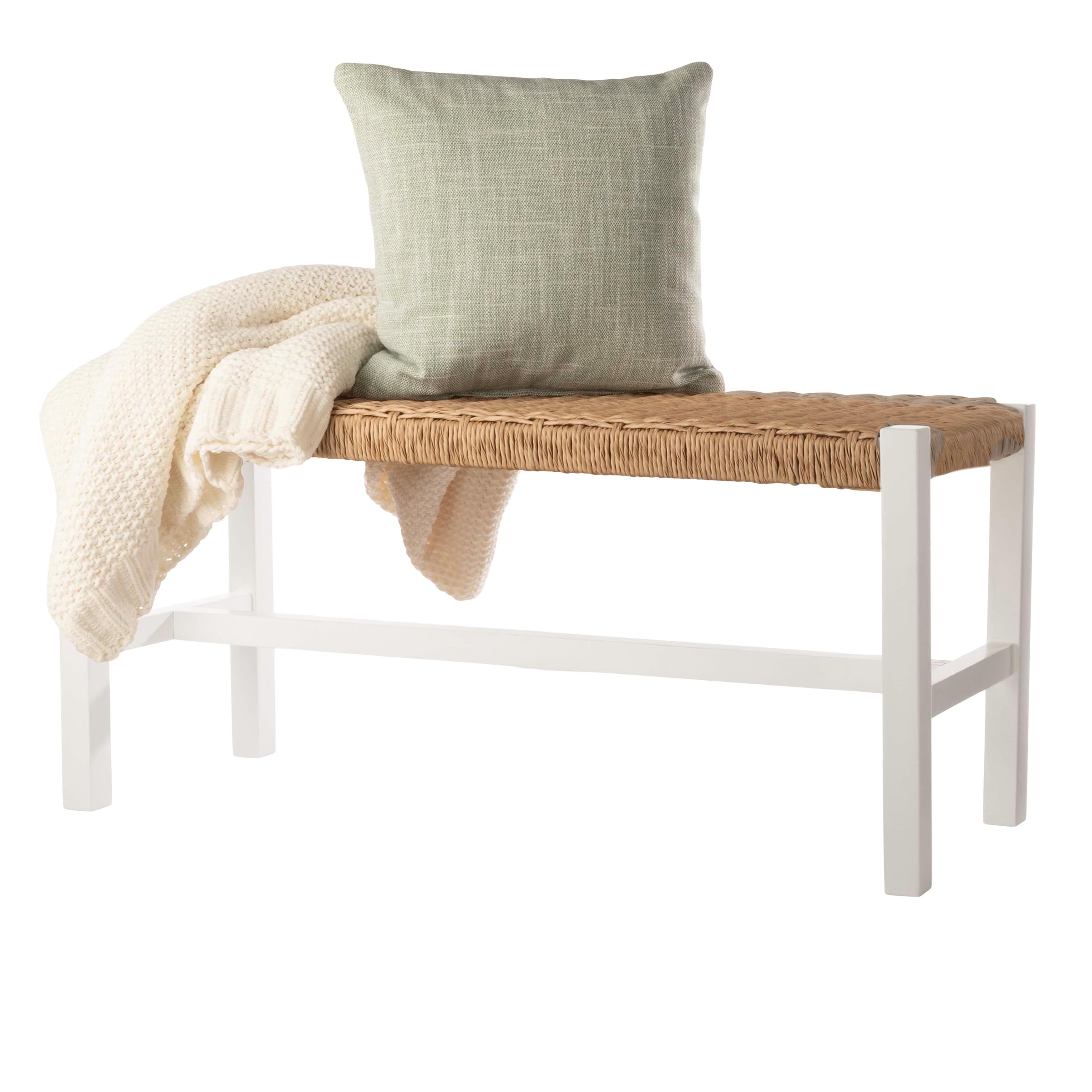 Alaterre Furniture Newport Bench With Handcrafted Woven Rope Seat - 40-Inch Wood Bench For Entryway, Bedroom, Or Dining Room - I