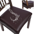 Searchi Waterproof Pu Dining Chair Seat Covers Set Of 6, Soft Removable Washable Seat Covers For Dining Chairs, Dining Room Seat Cover Slipcover Protector (Rear-Covered, Pu Brown)