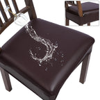 Searchi Waterproof Pu Dining Chair Seat Covers Set Of 6, Soft Removable Washable Seat Covers For Dining Chairs, Dining Room Seat Cover Slipcover Protector (Rear-Covered, Pu Brown)