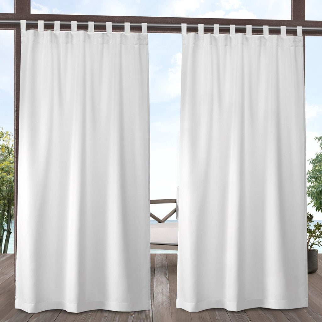 Exclusive Home Cabana Solid Indoor/Outdoor Light Filtering Hook-and-Loop Tab Top Curtain Panel, 54''x96'', Winter White, Set of 
