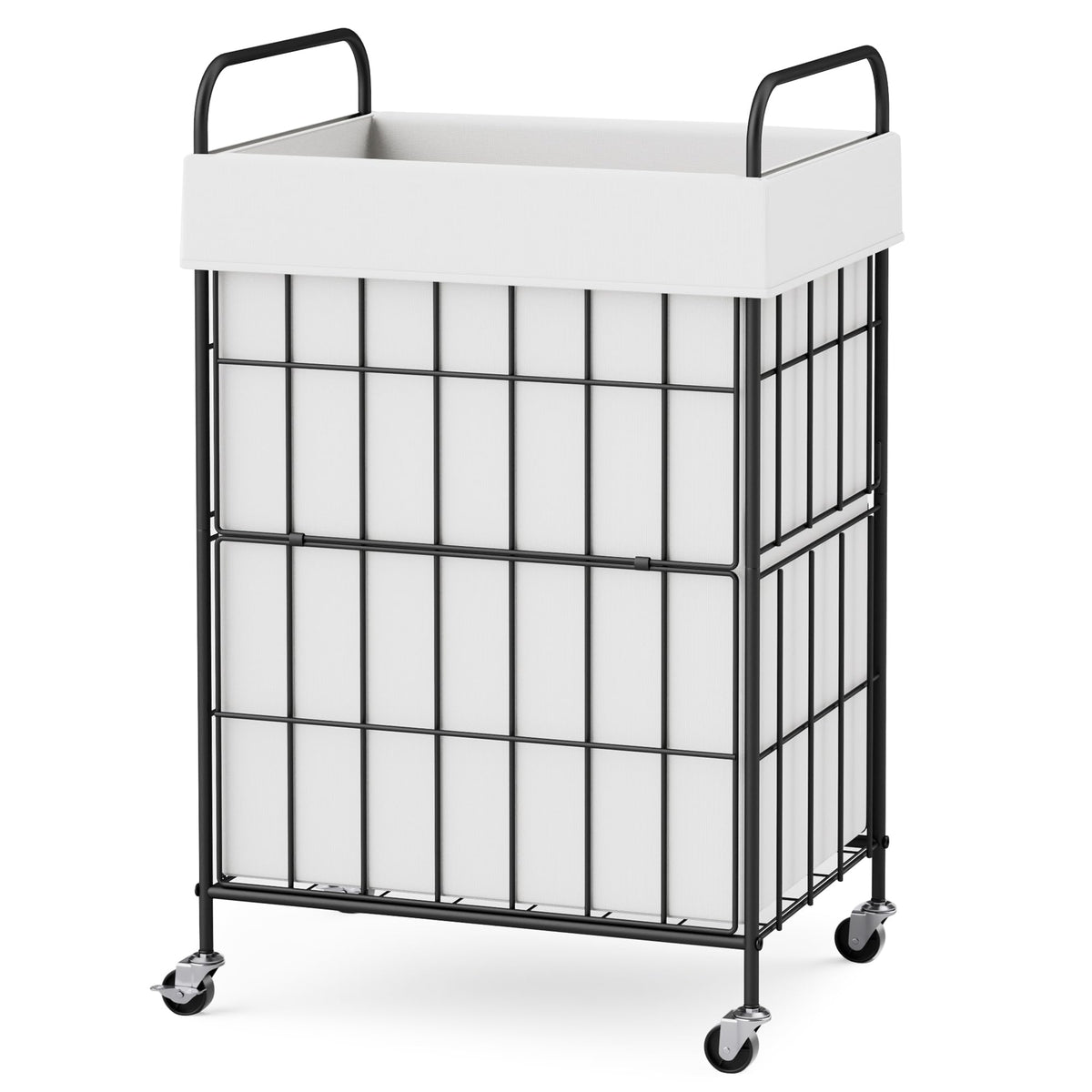 90L Laundry Hamper with Wheels, Laundry Basket with Handle and Liner Bag