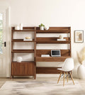Modway Bixby 2-Piece Home Office Desk and Bookshelf Display Case in Walnut