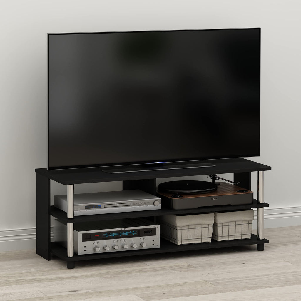 Furinno Sully 3-Tier Stand for TV up to 48 Inch, Americano/Chrome