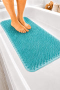 Grass Textured Spa Quality Foot Scrubber Bathmat Bathroom Tub & Bath Mat AntiSlip 24.5 x 13.5 Turquoise
