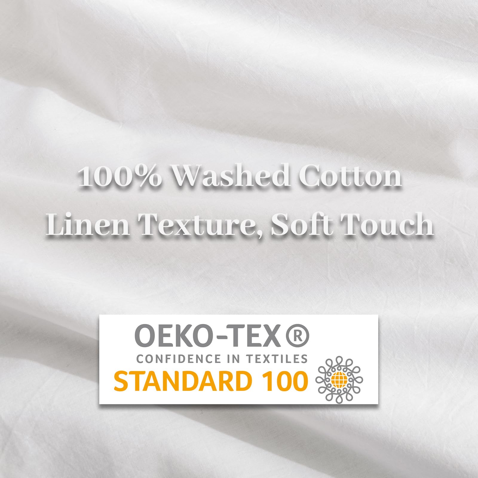 Nexhome Pro Duvet Cover Set California King Linen Look Textured Cream White Organic Natural 100% Washed Cotton Duvet Cover 3 Pieces Bedding Set With Zipper Closure, Breathable, Soft (No Comforter)