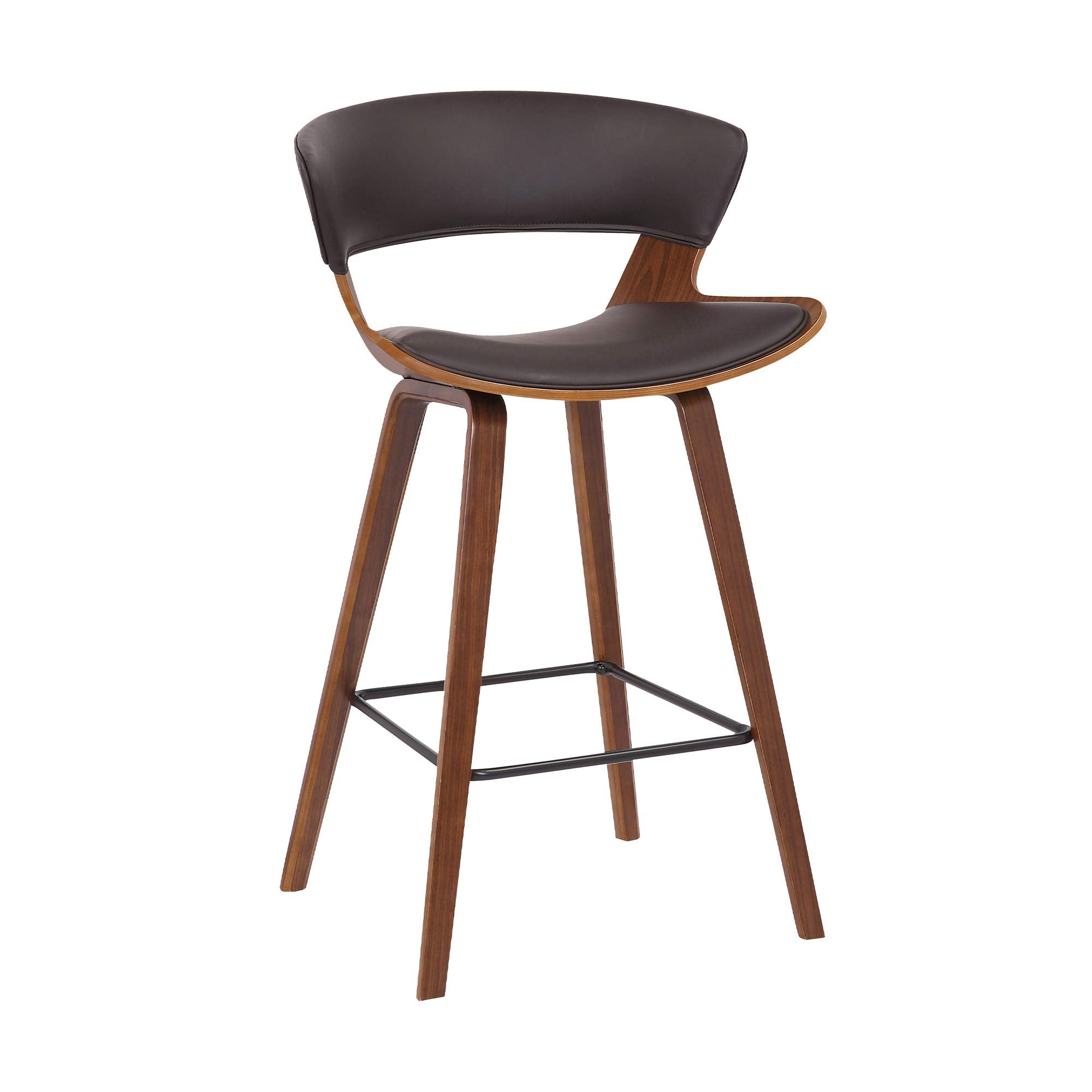 Armen Living Jagger Modern 26'' Wood and Black Faux Leather Counter Height Barstool