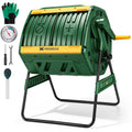 MAYGROVE Outdoor Compost Bin 53 Gallon Dual Chamber Composting Tumbler