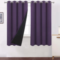 LEMOMO 100% Blackout Curtains 52 x 72 Inch/Purple Curtains 2 Panels with Black Lining Room Darkening Thermal Insulated Bedroom C