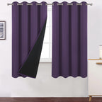 LEMOMO 100% Blackout Curtains 52 x 72 Inch/Purple Curtains 2 Panels with Black Lining Room Darkening Thermal Insulated Bedroom C