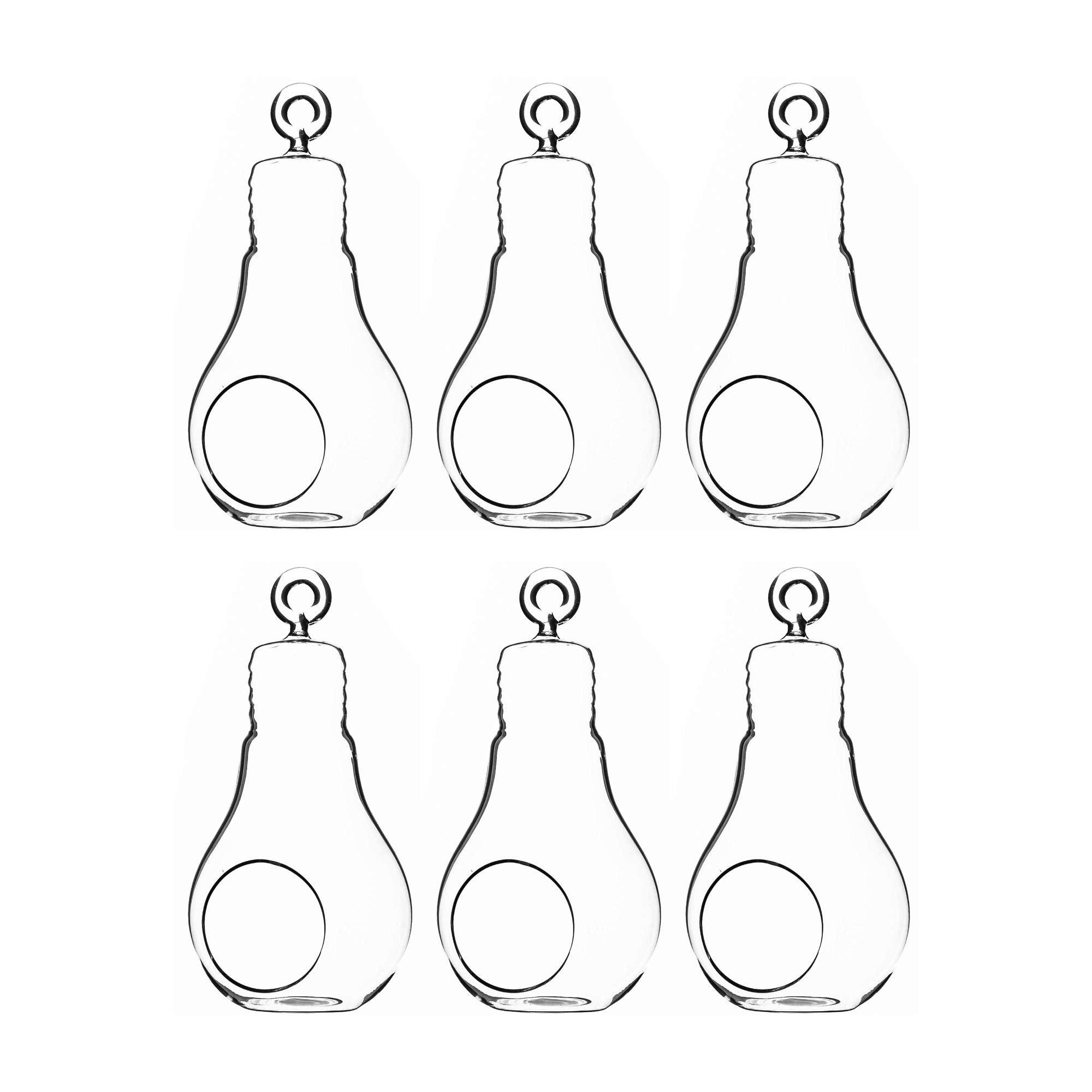 Wgv Hanging Glass Plant Terrarium Bulk, Width 3', Height 6', Bulb Diy Air Succulent Planter Clear Tea Light Votive Candle Hold