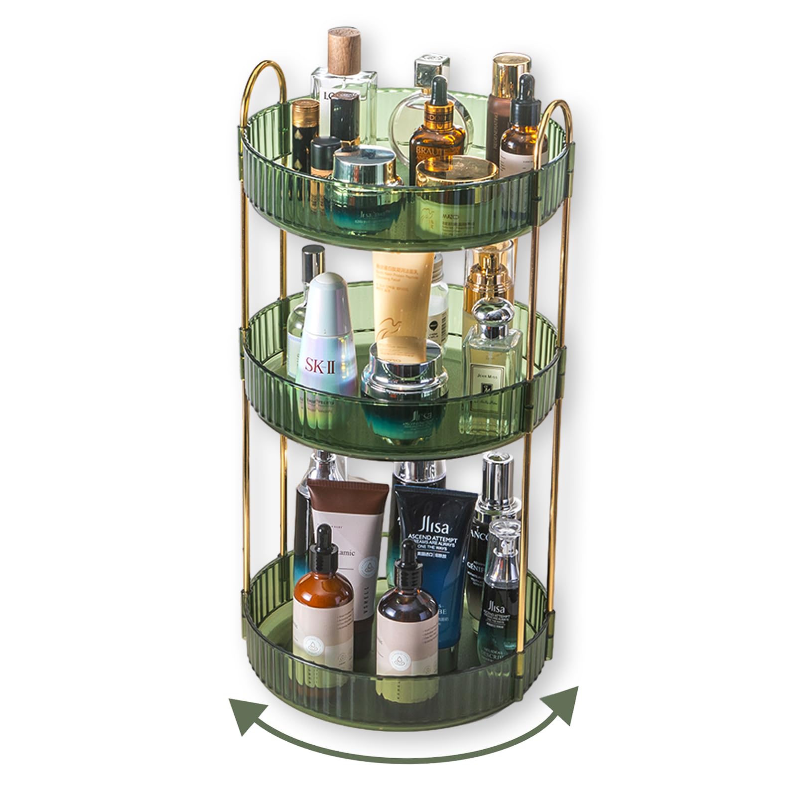 Asayuee 360 Rotating Perfume Organizer,3 Tier Large Capacity Make Up Organizers and Storage,Makeup Organizer for Bathroom,Cosmet