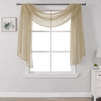 144 Inches Long Window Scarf for Party - Luxury Soft Tan Semi Sheer Curtain Scarf Valance for Wedding (1 Panel,Taupe)