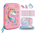 Homicozy Pencil Case For Girls,Cute Unicorn Stationary Set For Kids,3D Eva School Large Capacity Pencil Pen Box With Compartment
