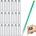 18 Pieces Plastic Pencil Caps, Pencil Tip Protector Cover Clear Pencil Toppers Clear Pencil Caps For Wooden Pencils Extender Hol
