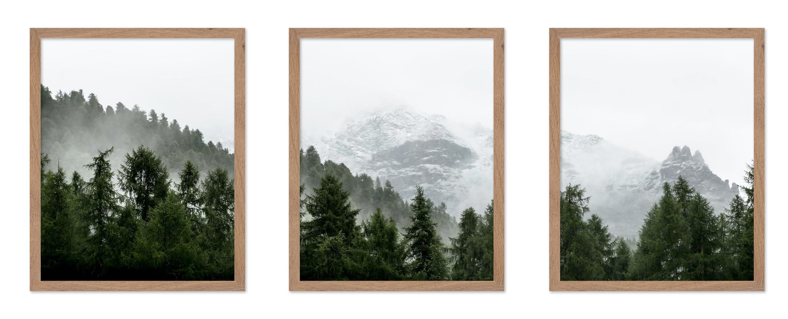 Poster Master 3-Piece Photograph Poster - Modern Print - Landscape, Green Mountain, Forrest, Wilderness, Trees - Gift for Nature