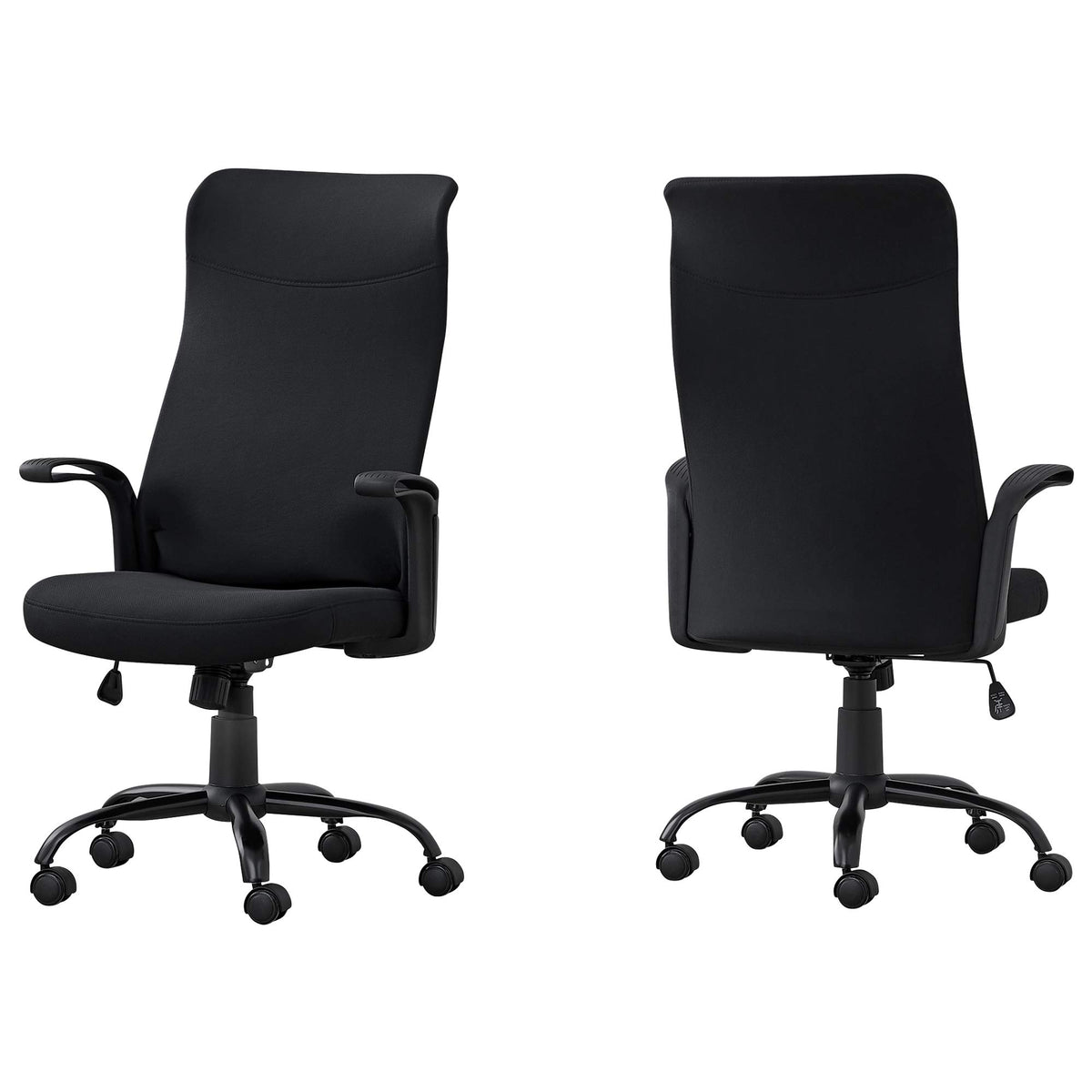 HomeRoots Decor 24.75-inch x 24-inch x 83.5-inch Black/Black, Fabric Multi Position - Office Chair