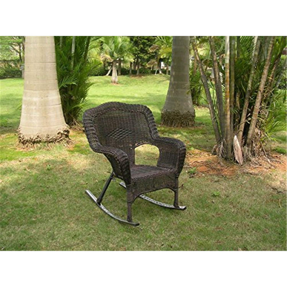 International Caravan Furniture Piece 2 Resin Wicker Camel Back Rocking Chairs