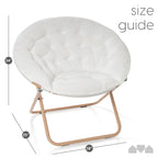 Milliard Cozy Chair/Velour Saucer Accent Chair For Bedroom/X-Large (White/Wood-Tone)
