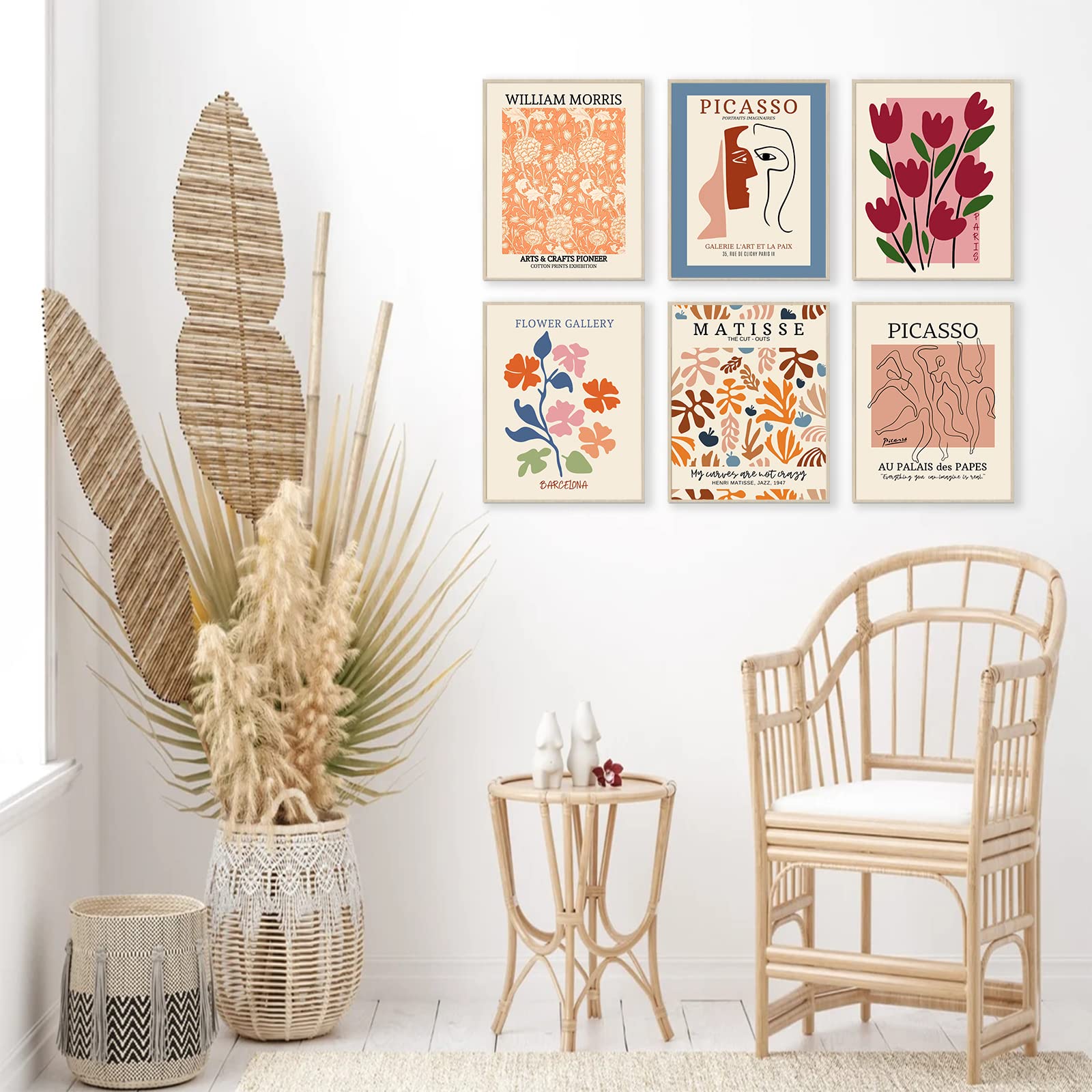 KBKBART Flower Market Posters Set of 6, Vintage Abstract Wall Art Prints, 8x10inch Unframed Boho Decor