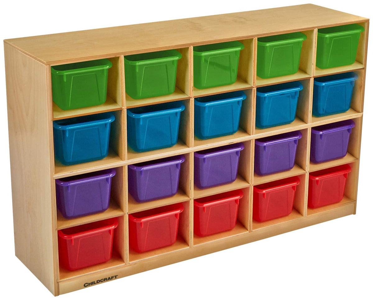 Childcraft Mobile Cubby Unit, 20 Translucent Color Trays, 47-3/4 x 14-1/4 x 30 Inches