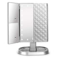 deweisn Trifold Lighted Vanity Makeup Mirror with 21 LED Lights,1/2/3 Magnification and Dimming,Two Power Supplies Makeup Mirror