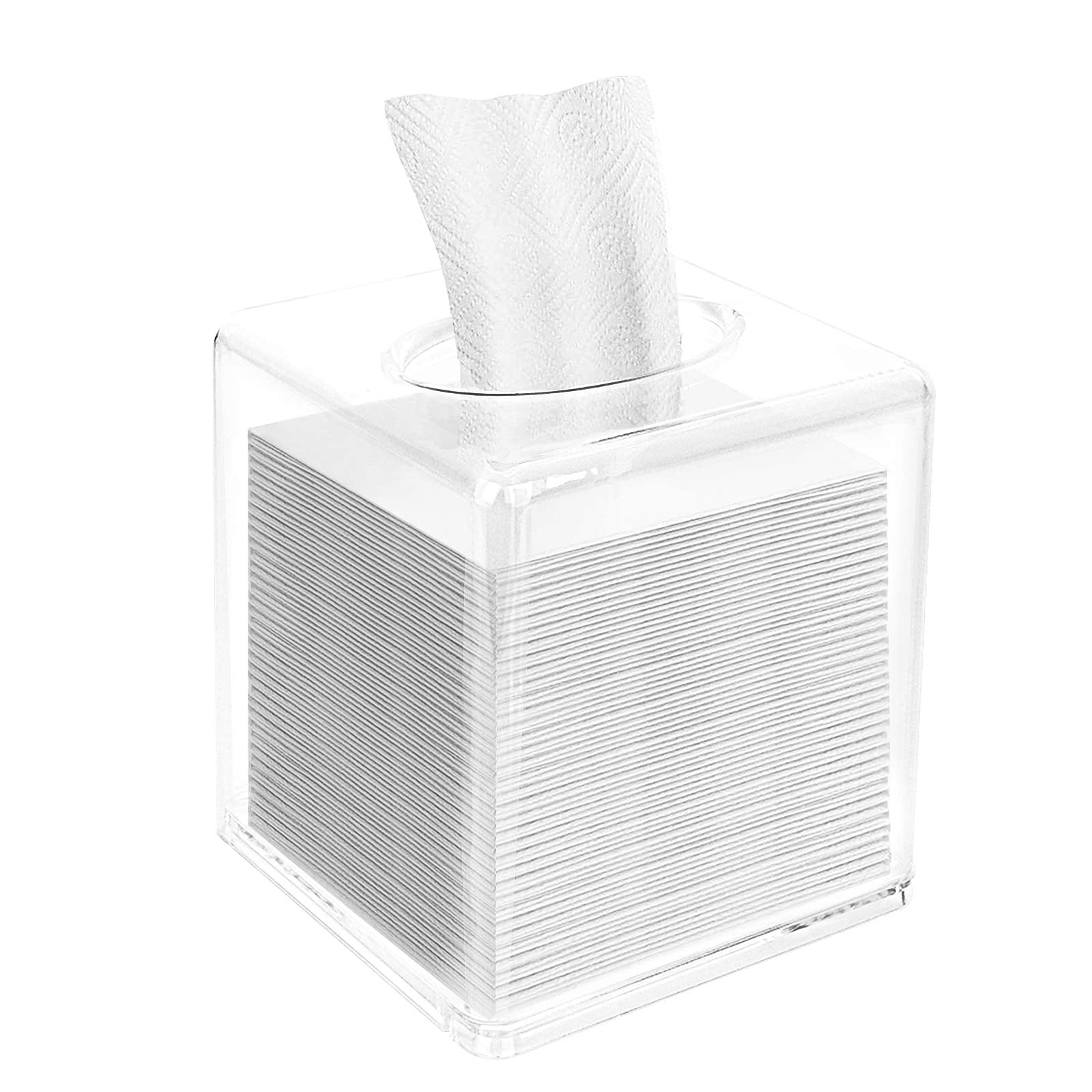 Dedoot Facial Tissue Dispenser Box Cover, Rectangle Acrylic Tissue Box 5.5x5.7 inches Clear Acrylic Tissue Box for Bathroom Coun