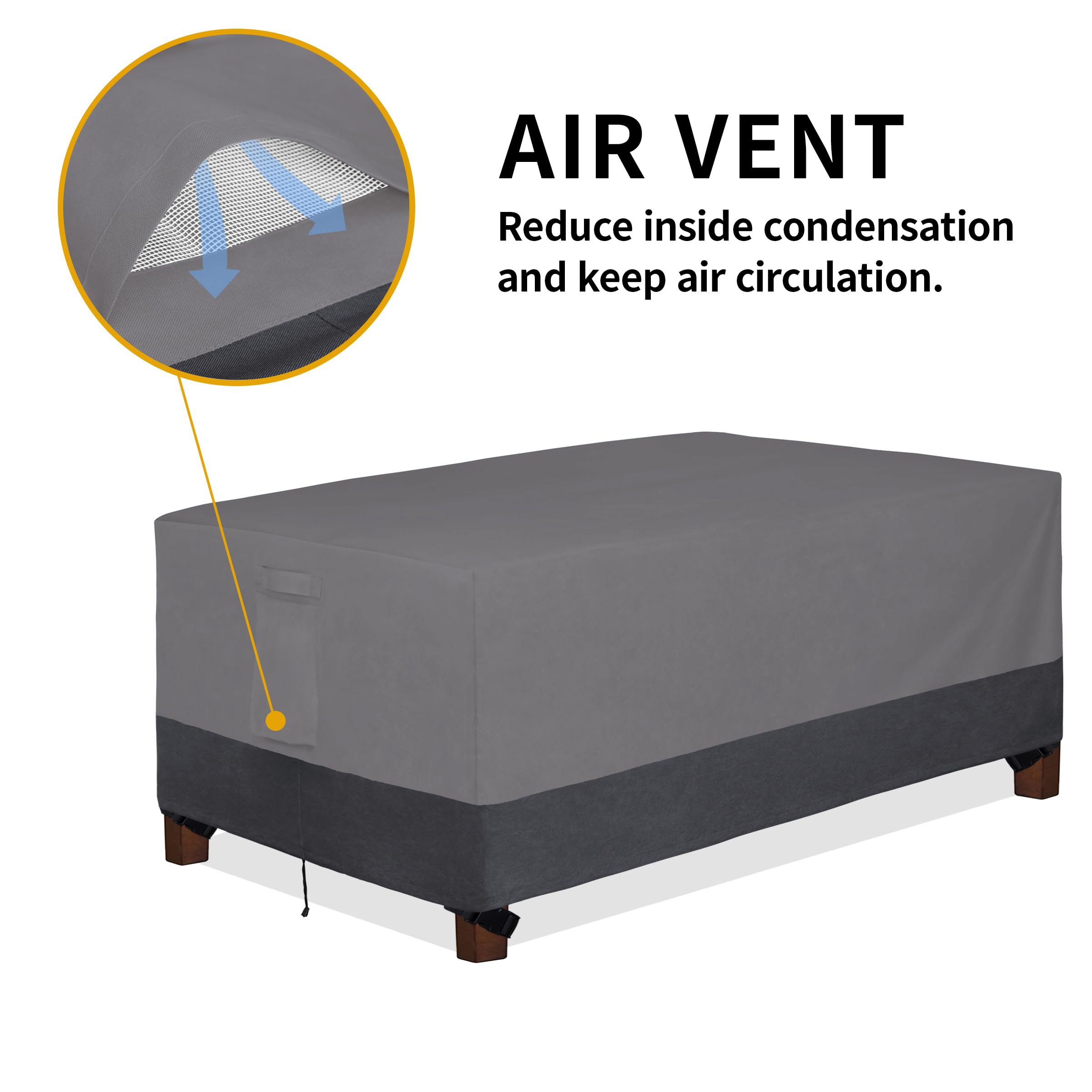 Easy-Going 600D Heavy Duty Rectangular Table Cover Uv Resistant And Waterproof Outdoor Lawn Patio Furniture Cover (84' Lx44 Wx23 H, Gray/Dark Gray)