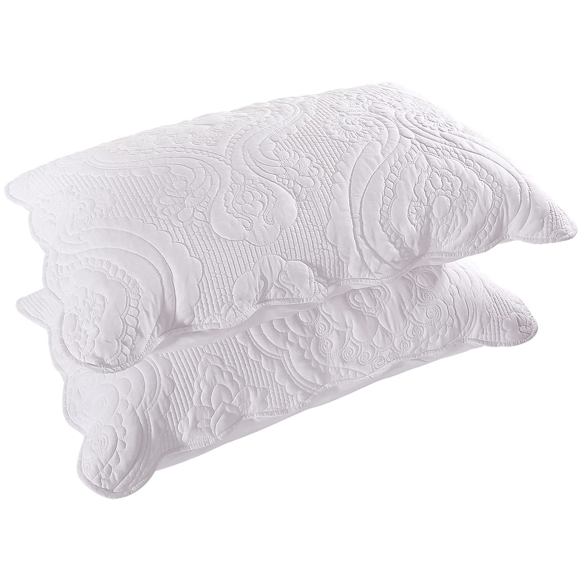 Bosowos Quilted Pillow Shams Set Of 2, Decorative Microfiber Standard Bed Pillow Shams, Soft Pillow Covers With Envelope Closure