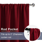 Jiuzhen Red Curtains For Bedroom - Thermal Insulated Light Blocking Curtains, Rod Pocket Curtains For Girls Room Nursery Room, Blackout Curtains 2 Panels Set With Tiebacks, 42 X 54 Inches Long, Red