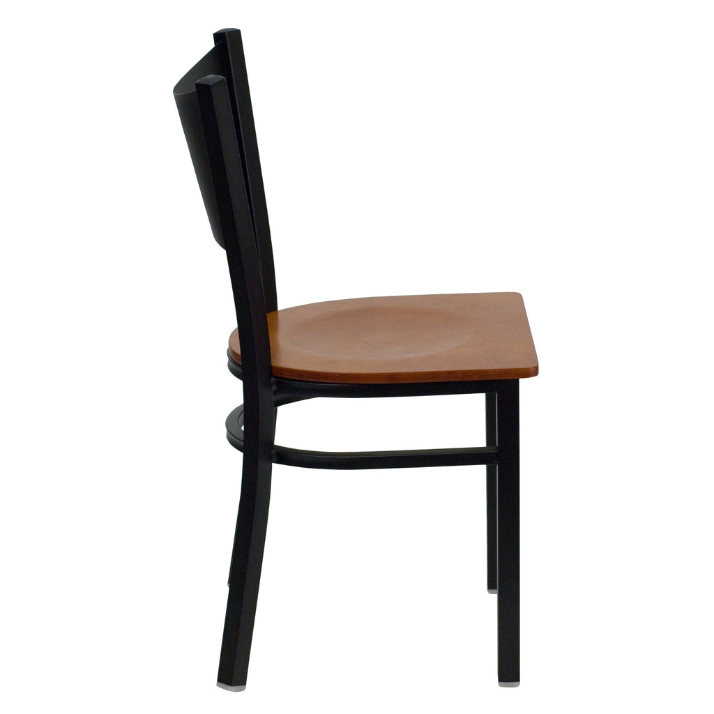 Flash Furniture Hercules Series Black Coffee Back Metal Restaurant Chair - Cherry Wood Seat