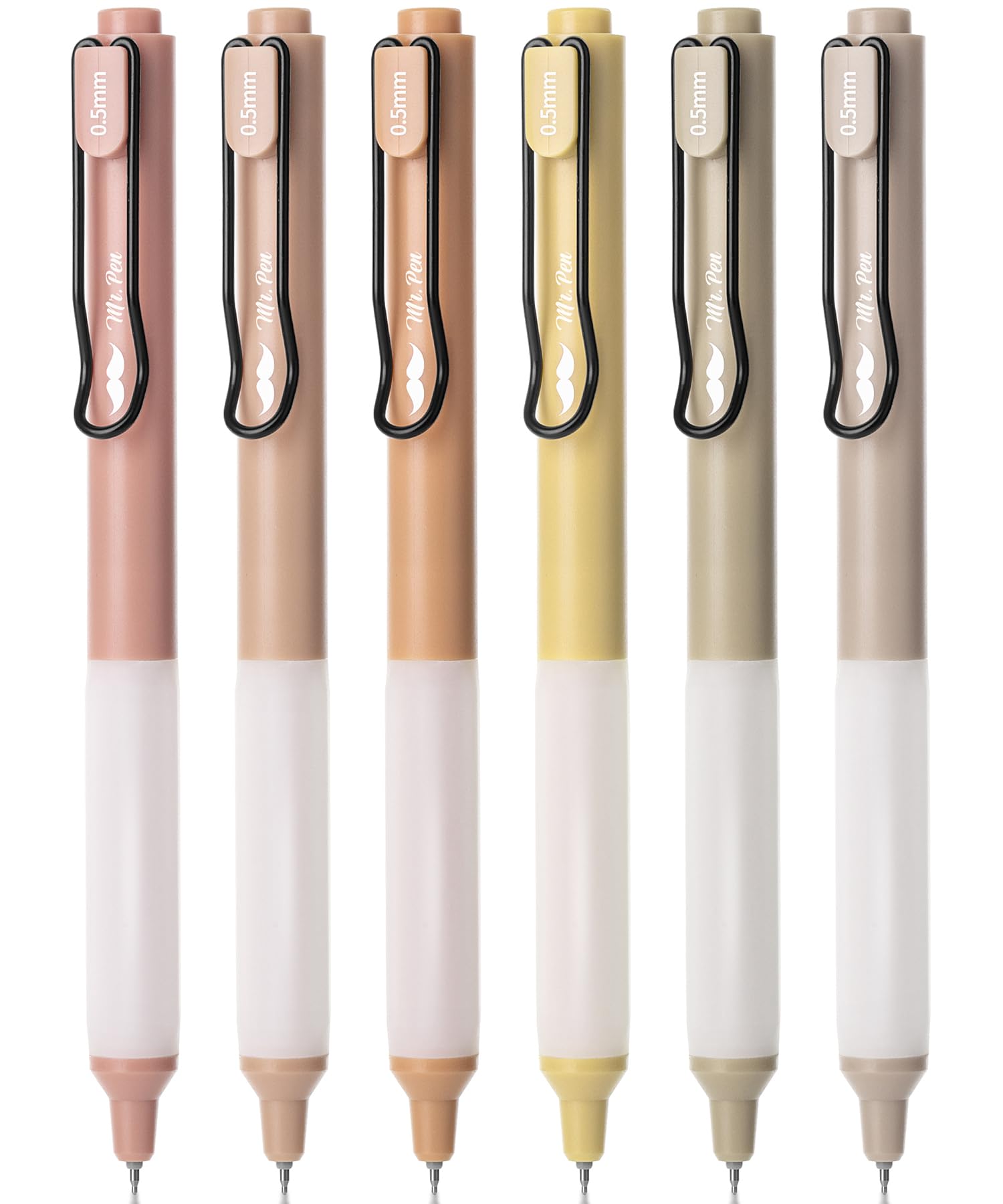 Mr. Pen- Retractable Gel Pens, 6 Pack, Black Ink Gel Pens, Vintage Barrels, Fast Dry, Gel Pens Fine Point 0.5Mm, Retractable Pen
