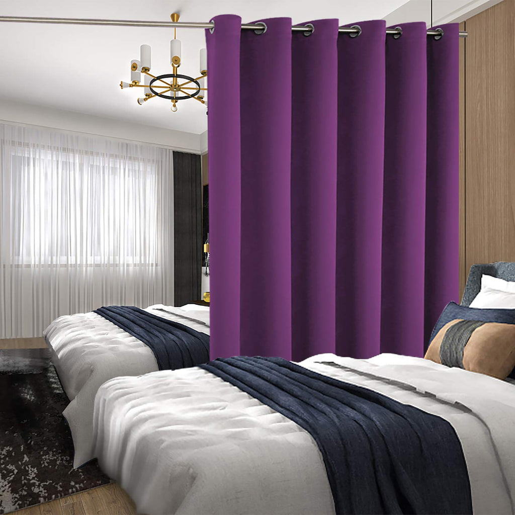 Bgment Fashion Sliding Door Curtain 120 X 96 Inches, Wide Thermal Blackout Curtains Room Darkening Room Divider Window Curtain, 1 Panel, Purple, 96 Length X Wide 120