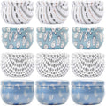 Darware Boho Metal Candle Tins (12 pack, 4 Designs); 2oz European Style Containers for Storage, Parties, Weddings, Jewelry, Cand