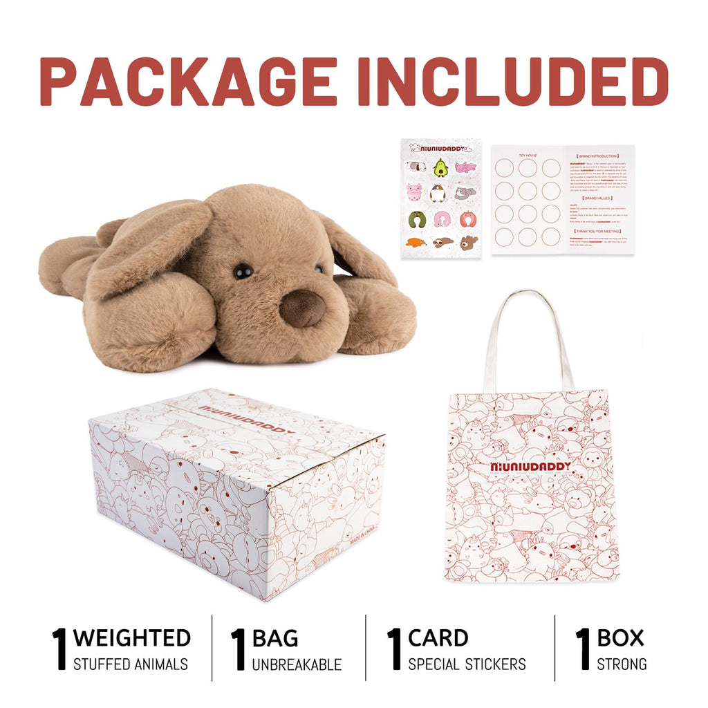 Niuniudaddy Weighted Dog Stuffed Animals For Anxiety, 3.3Lb Weighted Plush Dog Toys Pillowfort For Adults Kids Girls Boys, Large