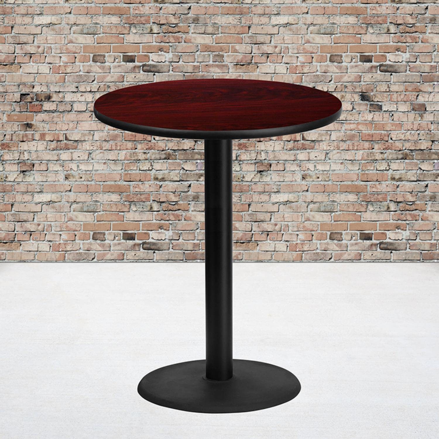 Flash Furniture Stiles 36'' Round Mahogany Laminate Table Top With 24'' Round Bar Height Table Base