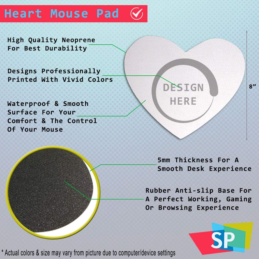 Mouse Pad Custom Personalized Photo Picture & Text Neoprene Office Supplies & Gaming Computer Desk Accessories Heart Shape