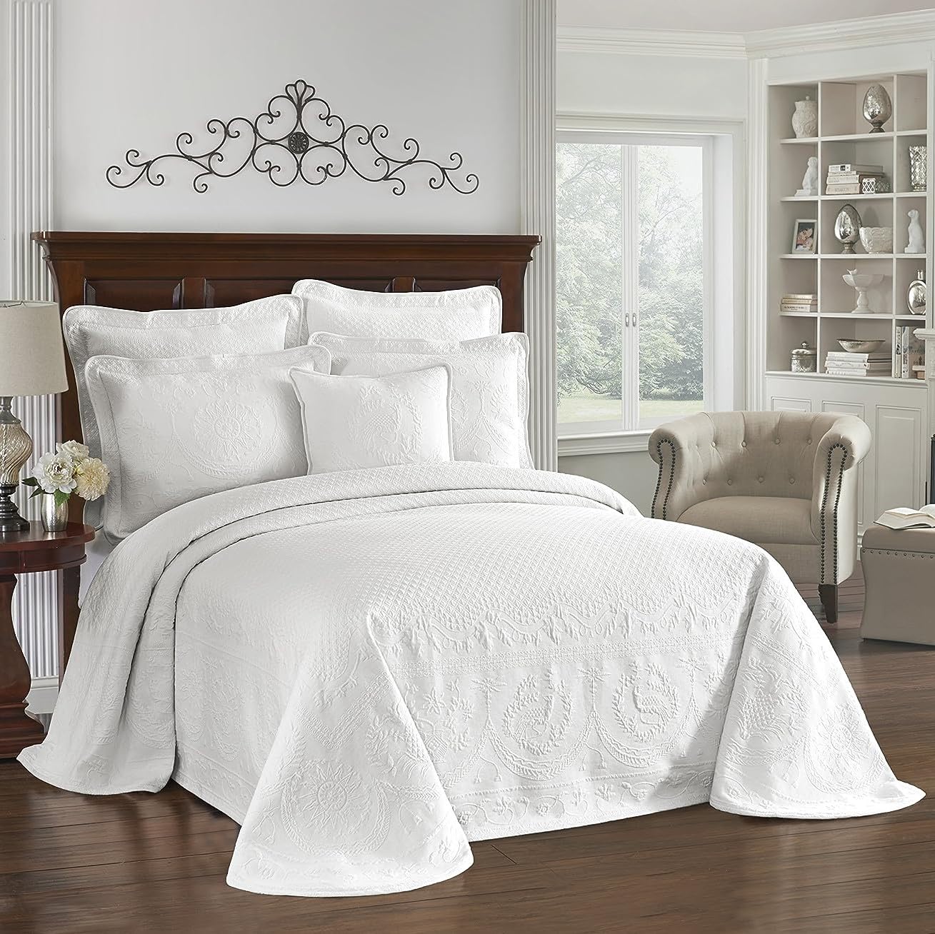 Historic Charleston Bedspreads Coverlet - King Charles Collection 120' X 114' Size 100% Cotton Oversized Matelasse Bed Spread,