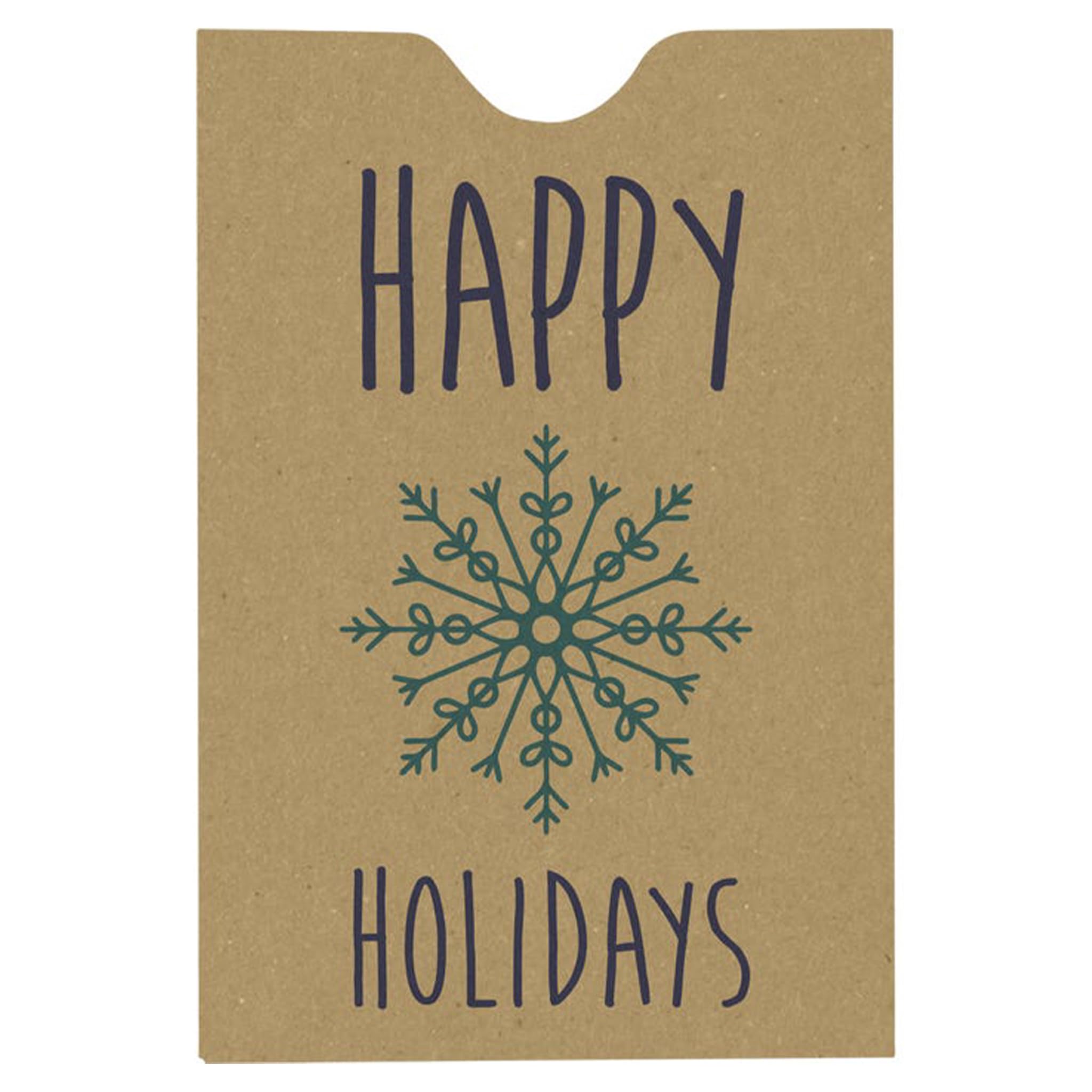 Luxpaper Credit Card Sleeves | 2 3/8' X 3 1/2' | Happy Holidays - Grocery Bag Brown | 70Lb. Text | 250 Qty