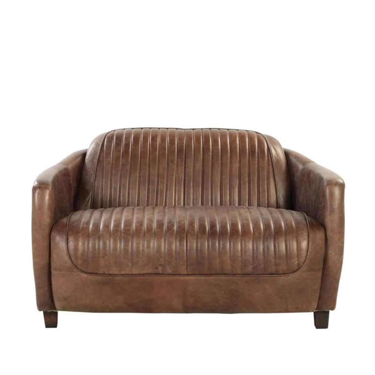 HomeRoots 50&quot; X 37&quot; X 31&quot; Retro Brown Leather Loveseat