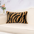 Yangest Zebra Velvet Lumbar Throw Pillow Cover Black And Gold Decorative Cushion Case 12X20 Inch Modern Pillowcase For Sofa Couc