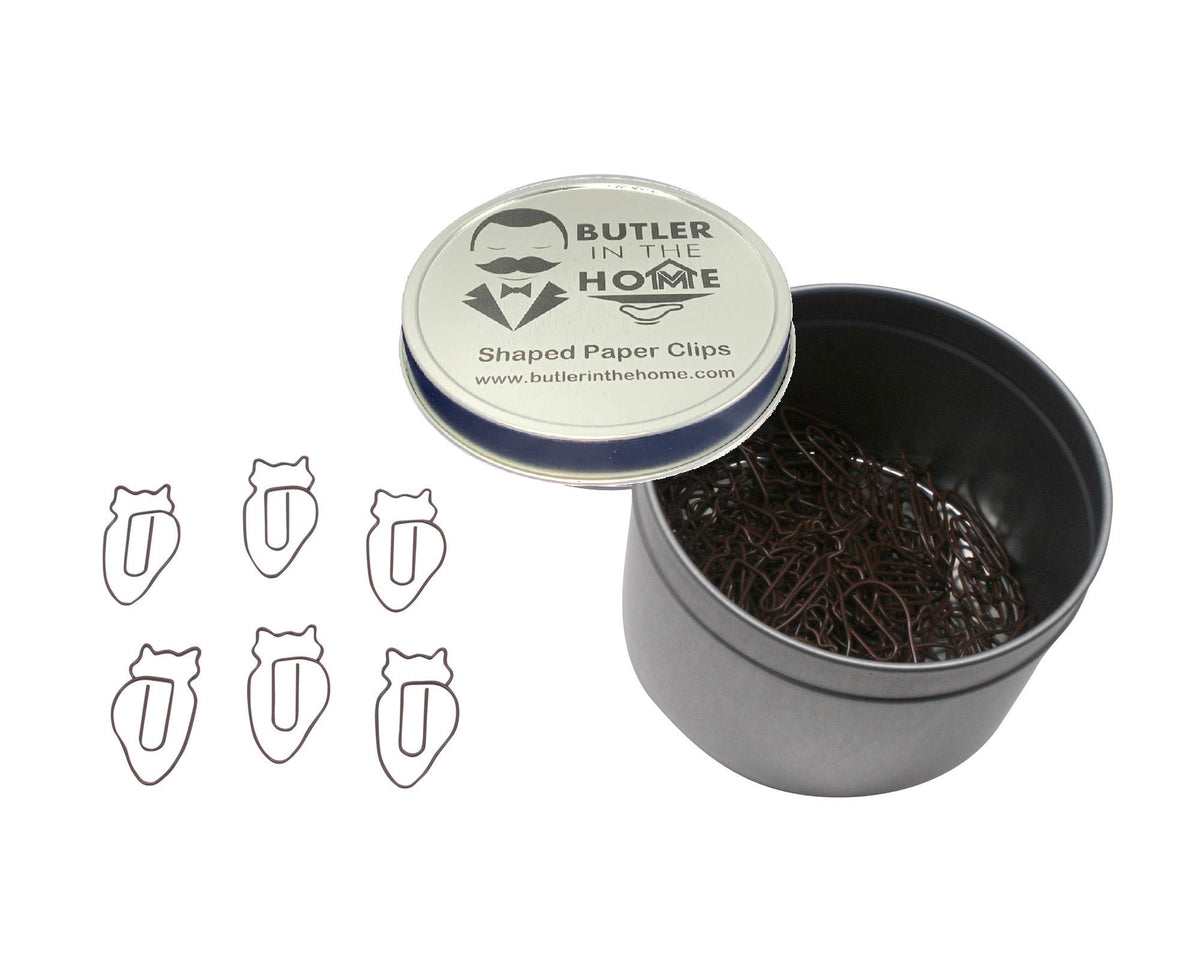 Butler In The Home 100 Count Owl Shaped Paper Clips Great For Paper Clip Collectors Or Office Gift - Comes In Round Tin With Lid