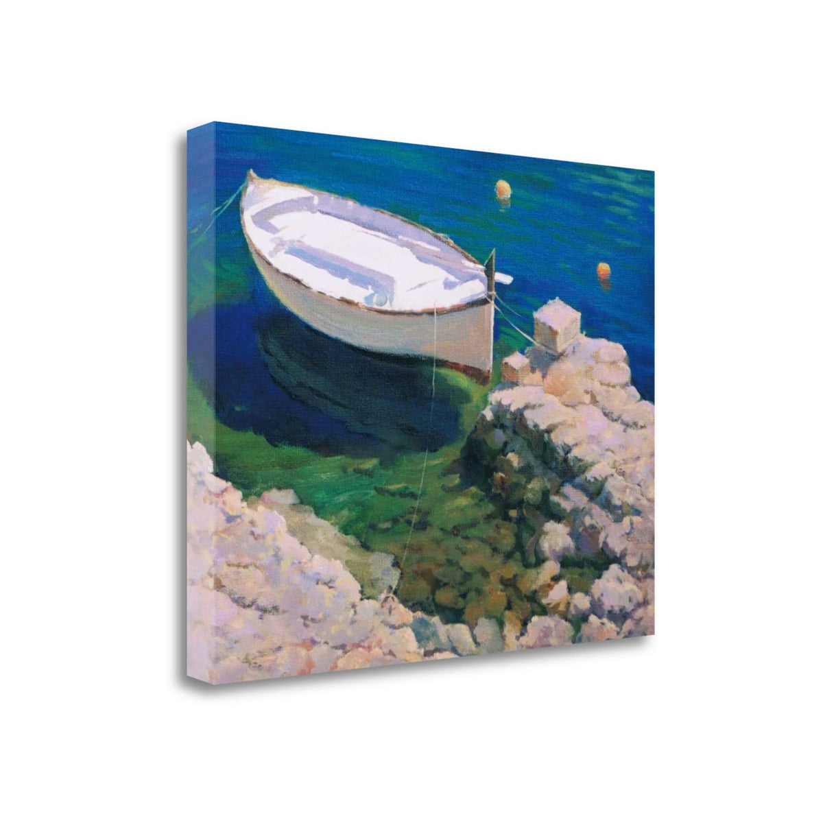 24' Coastal Style Boat in the Water Gallery Wrap Canvas Wall Art