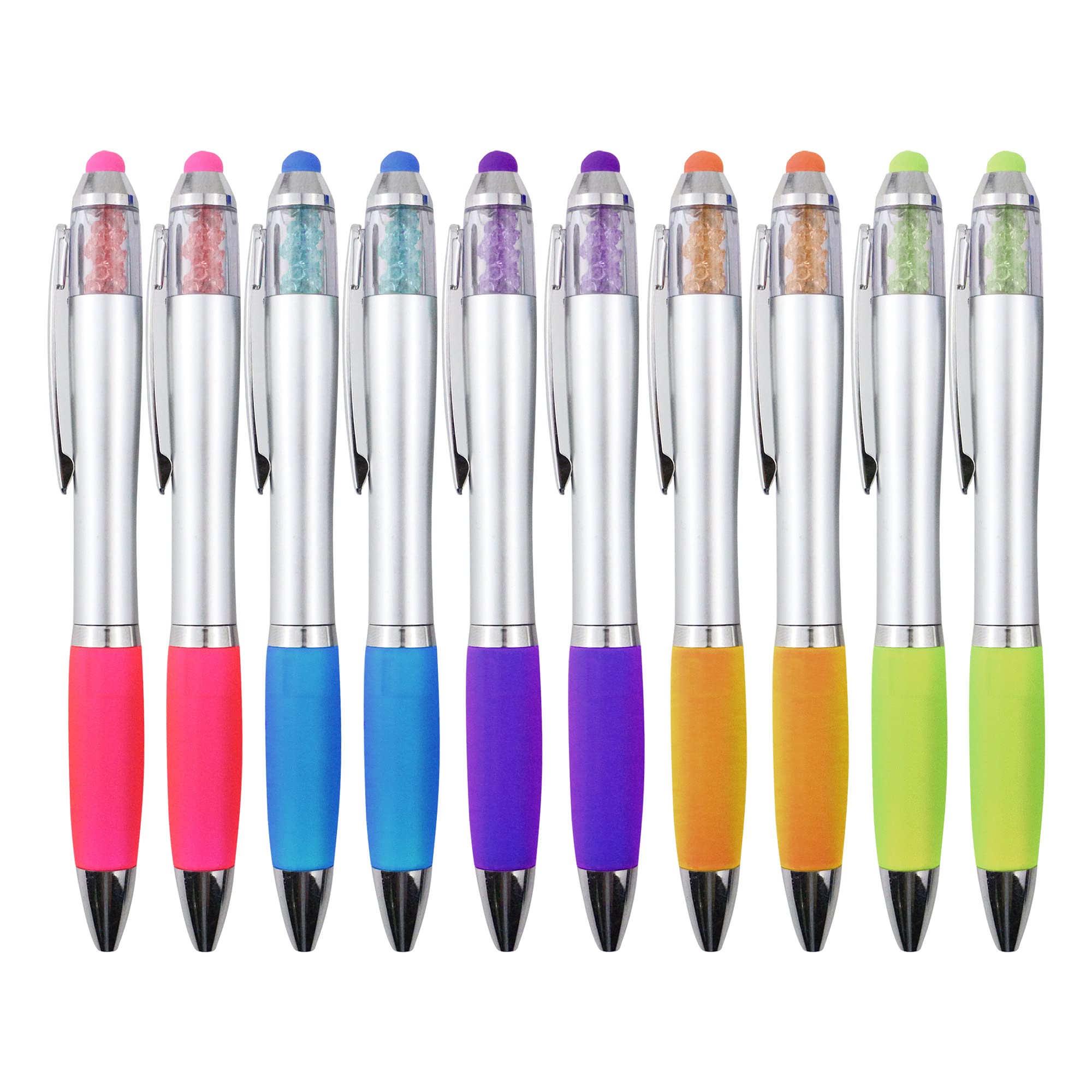 Stylus Pens 2-In-1 Ballpoint Pen 1.0Mm Medium Point Pens With Crystals For Women Black Ink Pen With Stylus Ball Point Pen With C