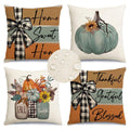 Rabusofa Fall Outdoor Pillows Waterproof 18X18 Inch Set Of 4 Thanksgiving Decorations For Autumn Home Sweet Home Thankful Gratef