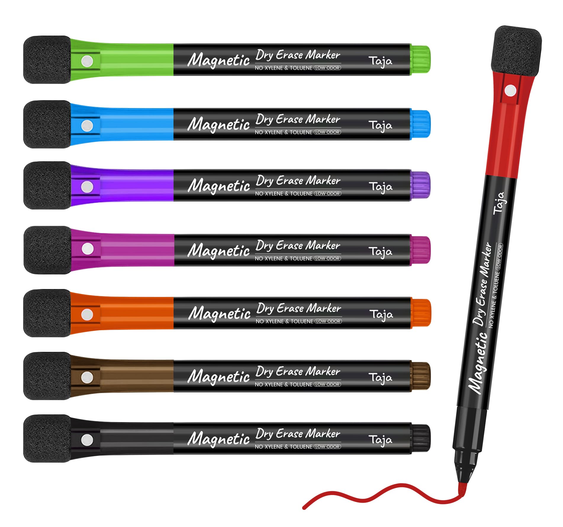 Magnetic Dry Erase Whiteboard Markers, 8 Count Colorful Fine Tip Thin Dry Erase Markers With Eraser For Home Office School Suppl