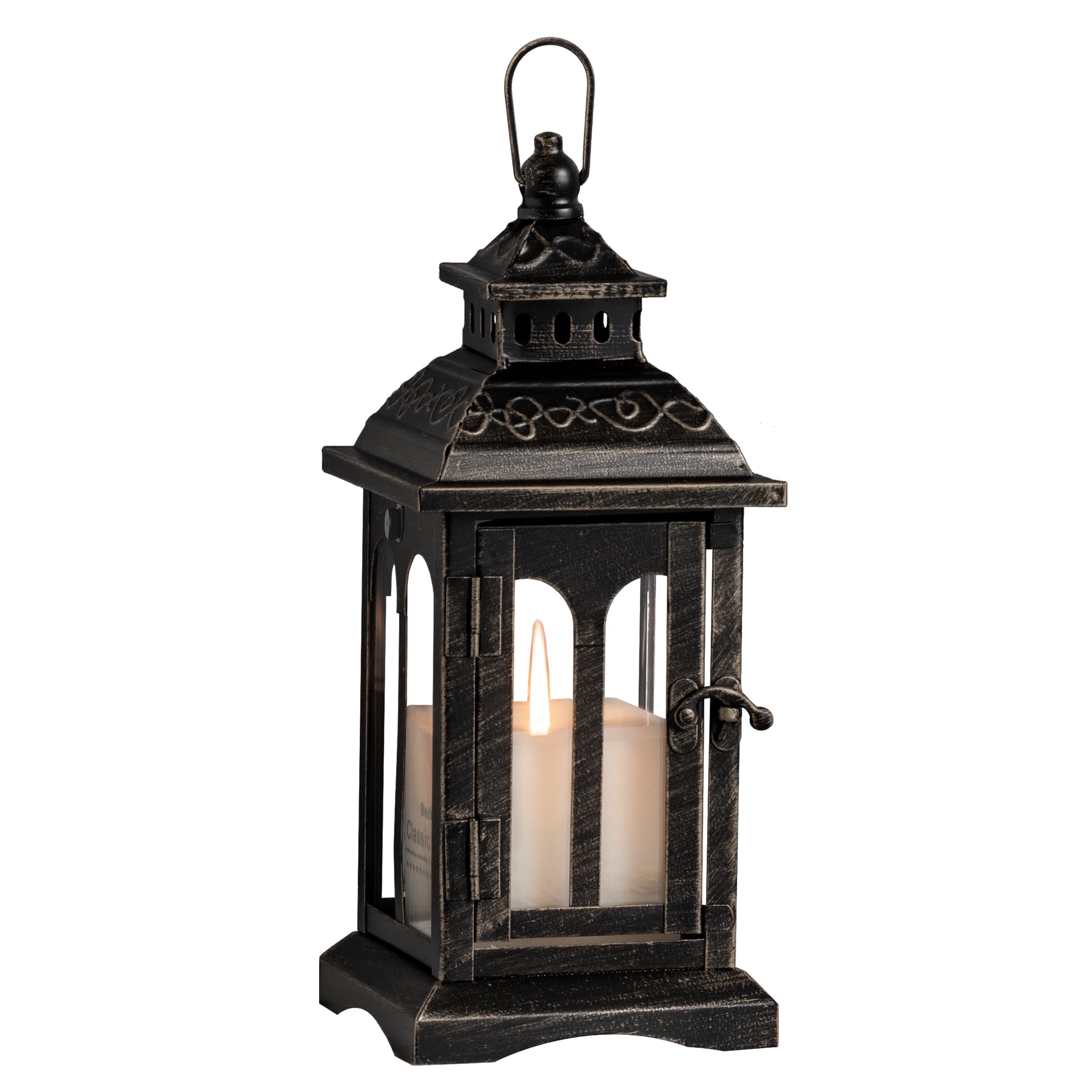DECORKEY Candle Lantern Decorative Indoor & Outdoor, Christmas Vintage Metal Hanging Lanterns Decor for Front Porch Home Patio W